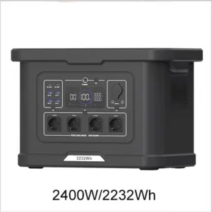 Front view of NexGrid NV-P24-2232 heavy-duty portable power station with2400W output and 2232Wh capacity