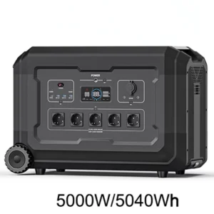 Front view of NexGrid NV-P50-5040B 230V portable power station highlightingmassive 500OW output and 5040wh capacity