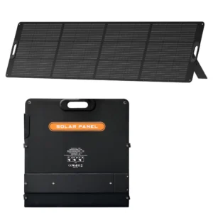 NexGrid NV-SP240 portable foldable solar panel 240W showing both unfoldedand compact folded views for off-grid power stations